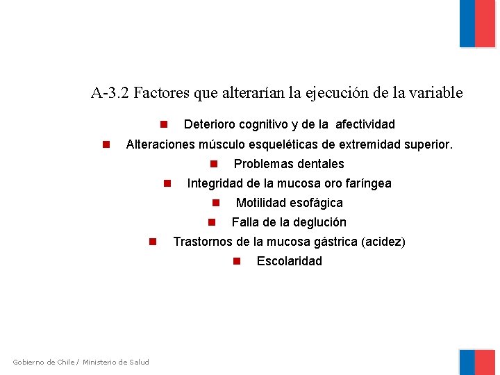 A-3. 2 Factores que alterarían la ejecución de la variable Deterioro cognitivo y de
