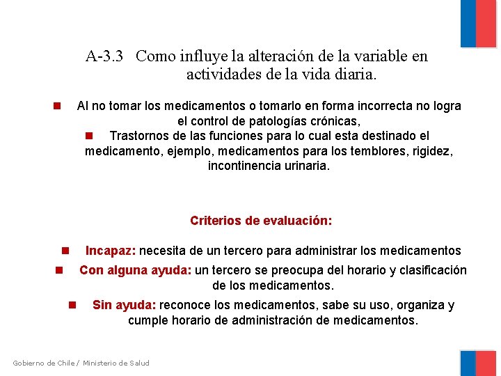 A-3. 3 Como influye la alteración de la variable en actividades de la vida
