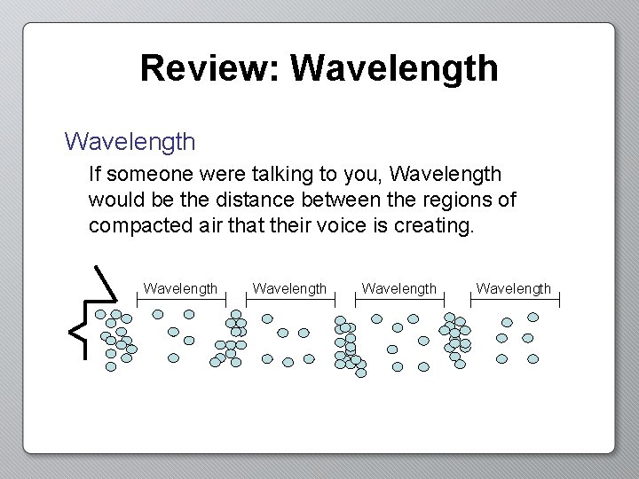 Review: Wavelength If someone were talking to you, Wavelength would be the distance between