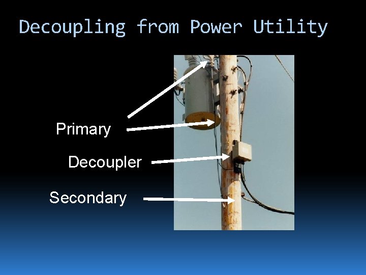 Decoupling from Power Utility Primary Decoupler Secondary 