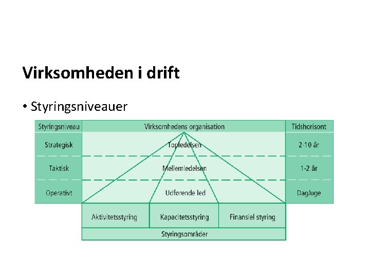 Virksomheden i drift • Styringsniveauer 