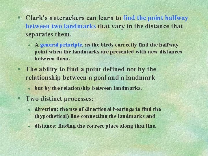 § Clark's nutcrackers can learn to find the point halfway between two landmarks that