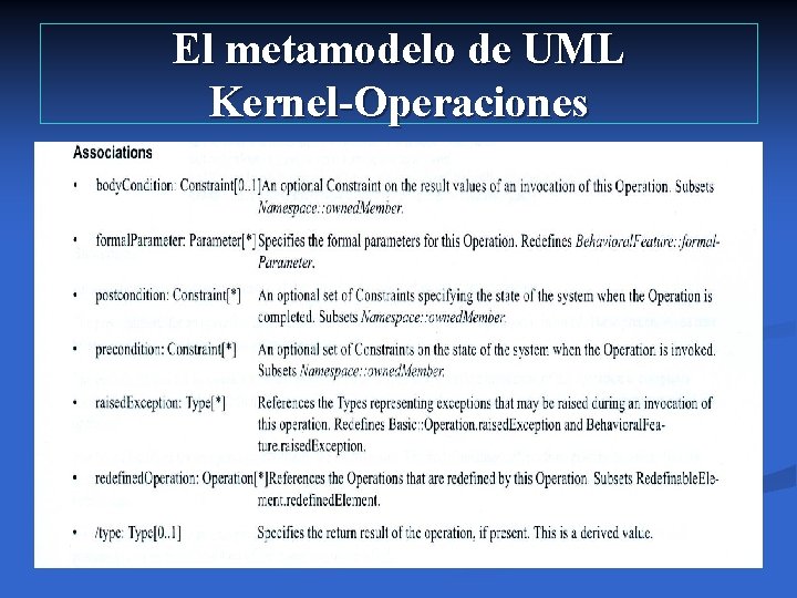 El metamodelo de UML Kernel-Operaciones 
