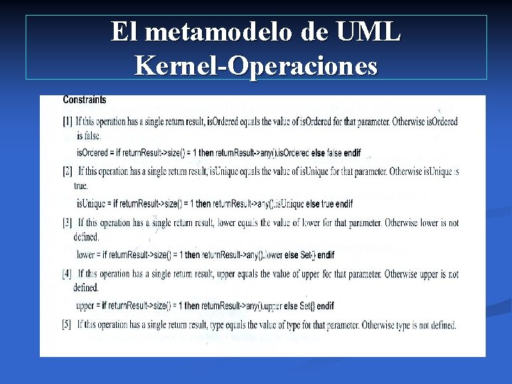 El metamodelo de UML Kernel-Operaciones 