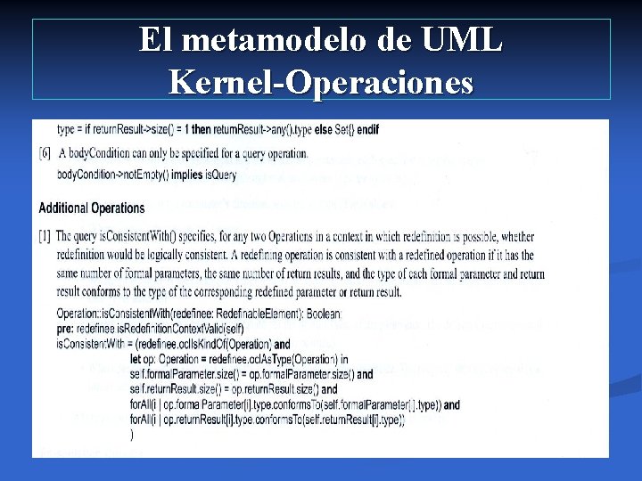 El metamodelo de UML Kernel-Operaciones 