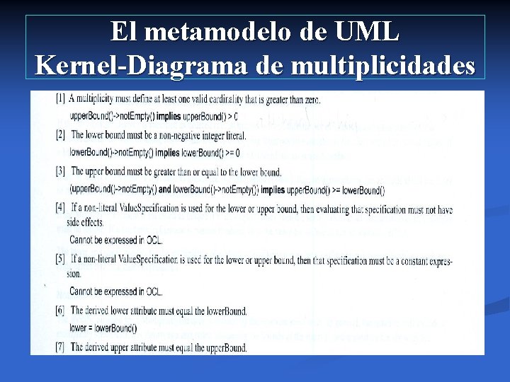 El metamodelo de UML Kernel-Diagrama de multiplicidades 