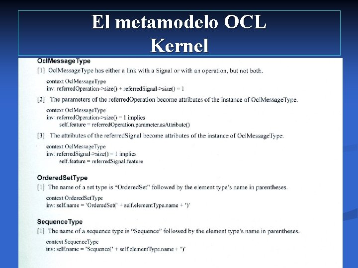 El metamodelo OCL Kernel El metamodelo OCL Kernel