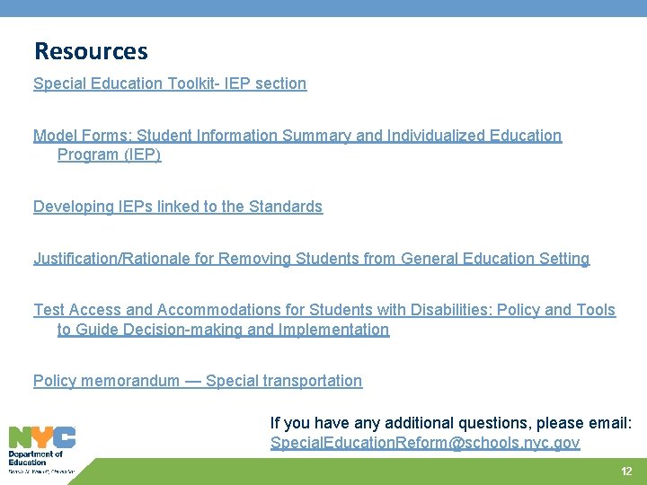 Resources Special Education Toolkit- IEP section Model Forms: Student Information Summary and Individualized Education