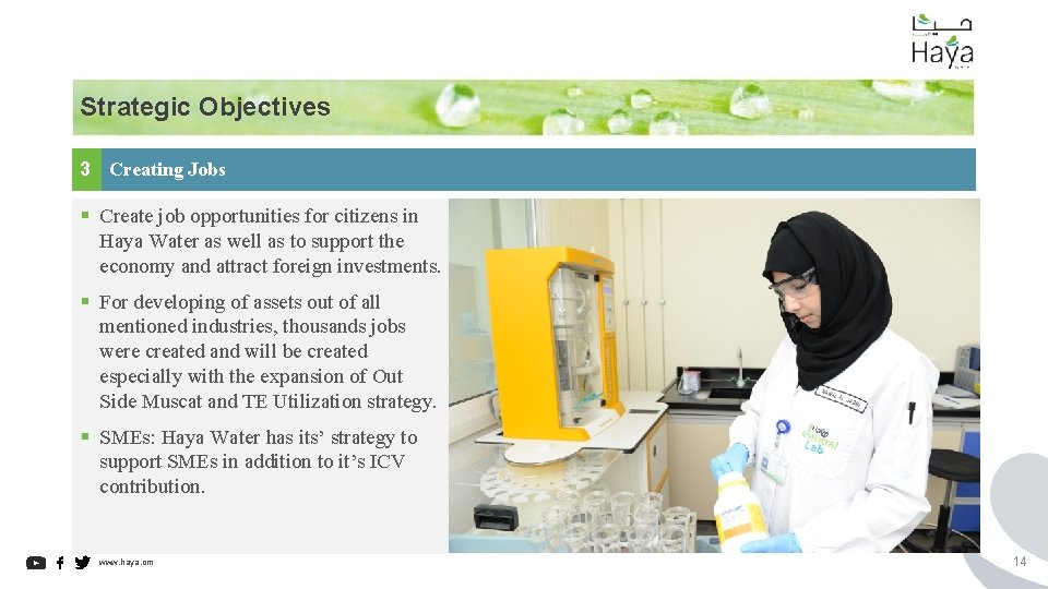 Strategic Objectives 3 Creating Jobs § Create job opportunities for citizens in Haya Water