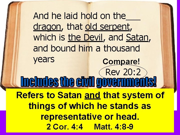 And he laid hold on the___ dragon, that old serpent, which is the Devil,