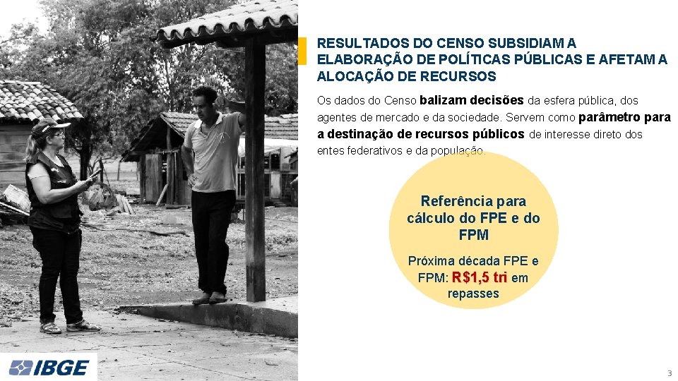 RESULTADOS DO CENSO SUBSIDIAM A ELABORAÇÃO DE POLÍTICAS PÚBLICAS E AFETAM A ALOCAÇÃO DE