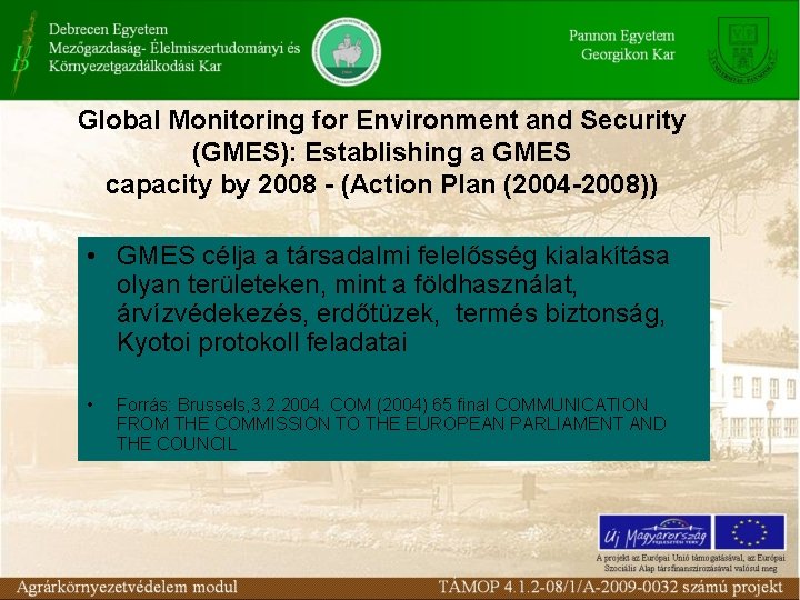 Global Monitoring for Environment and Security (GMES): Establishing a GMES capacity by 2008 -