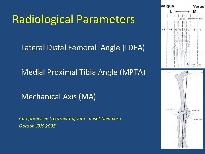 Radiological Parameters Lateral Distal Femoral Angle (LDFA) Medial Proximal Tibia Angle (MPTA) Mechanical Axis