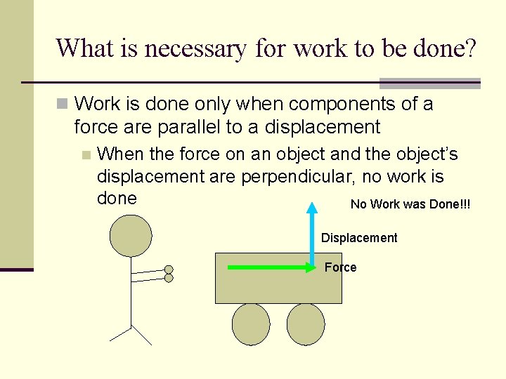 What is necessary for work to be done? n Work is done only when