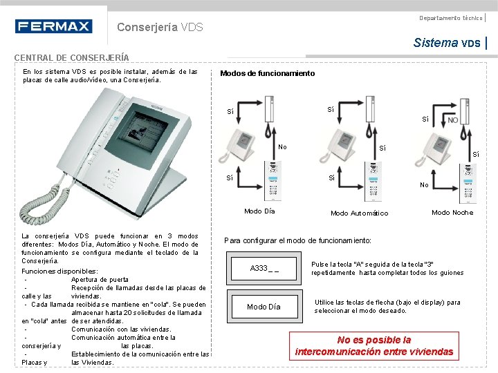 Departamento técnico | Conserjería VDS Sistema VDS | CENTRAL DE CONSERJERÍA En los sistema