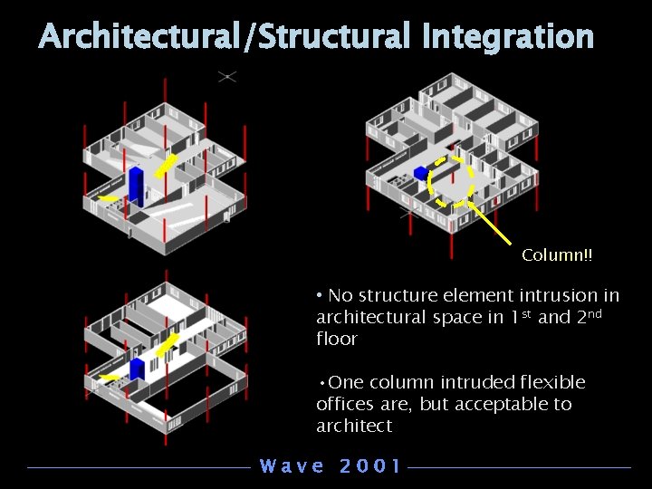 Architectural/Structural Integration Column!! • No structure element intrusion in architectural space in 1 st