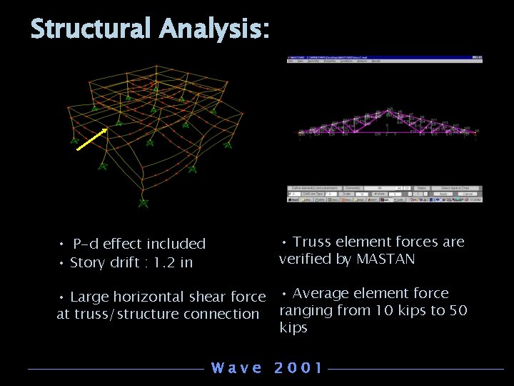 Structural Analysis: • P-d effect included • Story drift : 1. 2 in •