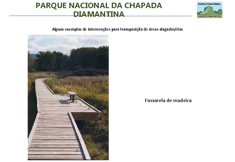 PARQUE NACIONAL DA CHAPADA DIAMANTINA Alguns exemplos de intervenções para transposição de áreas alagadas/rios