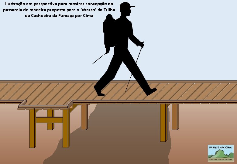 Ilustração em perspectiva para mostrar concepção da Ilustração em para mostrar passarela deperspectiva madeira