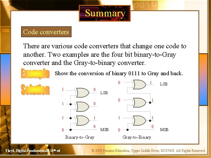 Summary Code converters There are various code converters that change one code to another.