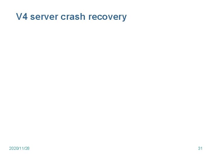 V 4 server crash recovery 2020/11/28 31 V 4 server crash recovery 2020/11/28 31