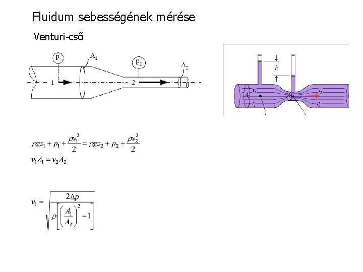 Fluidum sebességének mérése Venturi-cső 