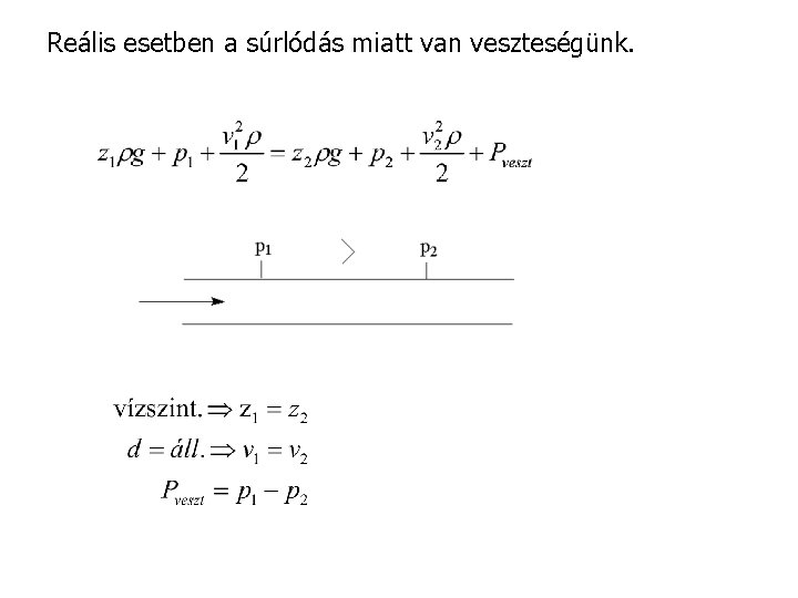 Reális esetben a súrlódás miatt van veszteségünk. 