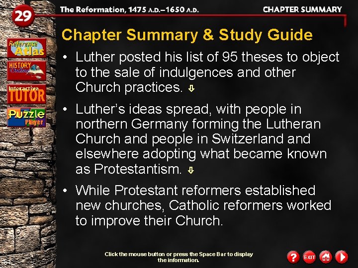 Chapter Summary & Study Guide • Luther posted his list of 95 theses to Chapter Summary & Study Guide • Luther posted his list of 95 theses to