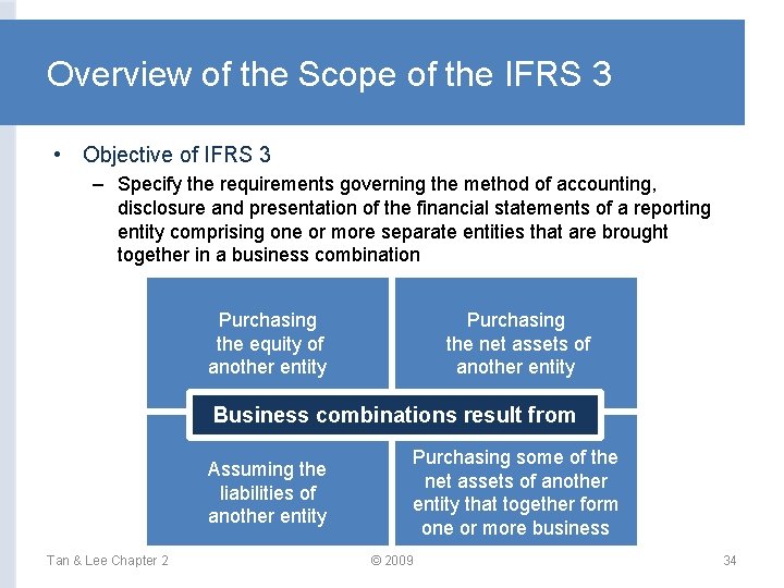 Overview of the Scope of the IFRS 3 • Objective of IFRS 3 –