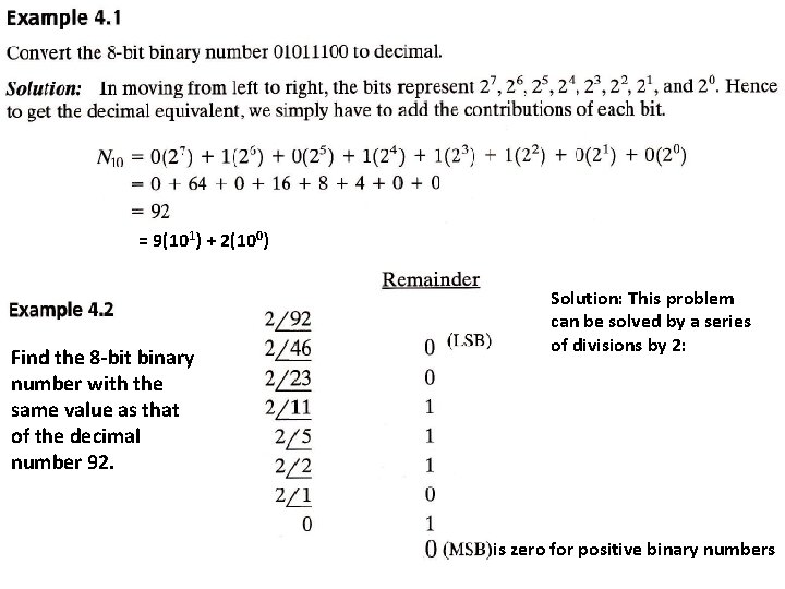 = 9(101) + 2(100) Find the 8 -bit binary number with the same value