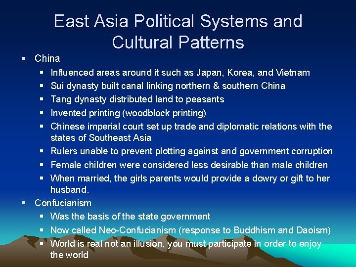 East Asia Political Systems and Cultural Patterns § China § Influenced areas around it