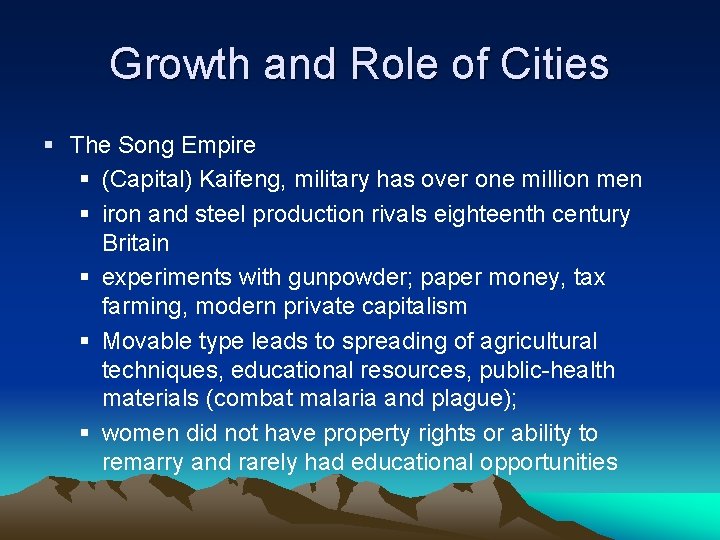 Growth and Role of Cities § The Song Empire § (Capital) Kaifeng, military has