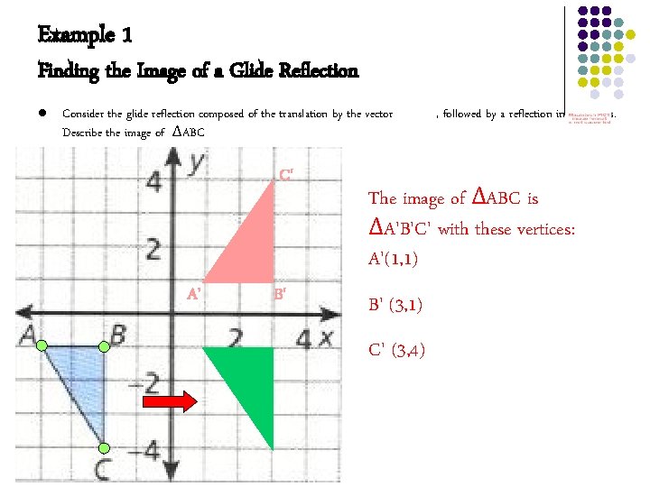Example 1 Finding the Image of a Glide Reflection l Consider the glide reflection Example 1 Finding the Image of a Glide Reflection l Consider the glide reflection