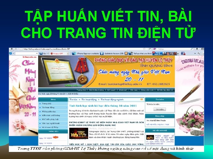 TẬP HUẤN VIẾT TIN, BÀI CHO TRANG TIN ĐIỆN TỬ Người phụ trách: Đỗ