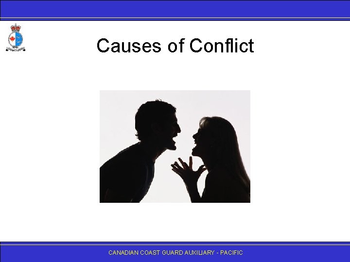 Causes of Conflict CANADIAN COAST GUARD AUXILIARY - PACIFIC 