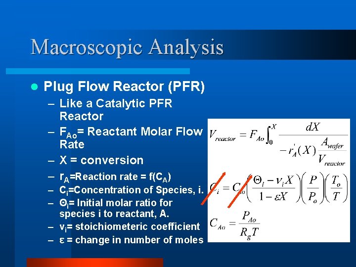 Macroscopic Analysis l Plug Flow Reactor (PFR) – Like a Catalytic PFR Reactor – Macroscopic Analysis l Plug Flow Reactor (PFR) – Like a Catalytic PFR Reactor –