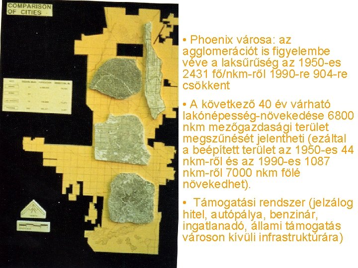  • Phoenix városa: az agglomerációt is figyelembe véve a laksűrűség az 1950 -es