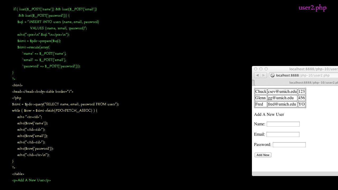 if ( isset($_POST['name']) && isset($_POST['email']) && isset($_POST['password'])) { $sql = "INSERT INTO users (name,