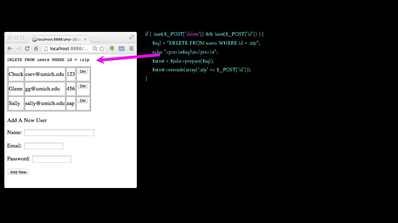 if ( isset($_POST['delete']) && isset($_POST['id']) ) { $sql = "DELETE FROM users WHERE id