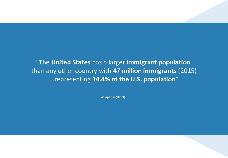 “The United States has a larger immigrant population than any other country with 47