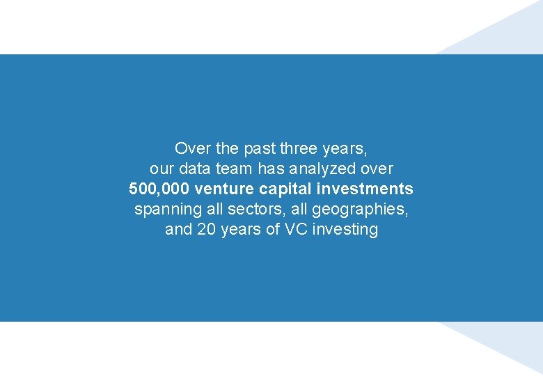 Over the past three years, our data team has analyzed over 500, 000 venture