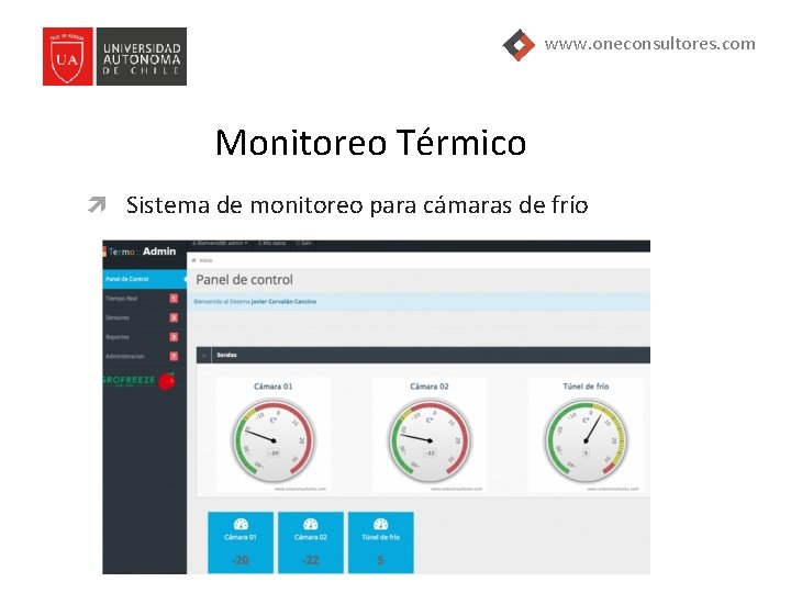 www. oneconsultores. com Monitoreo Térmico Sistema de monitoreo para cámaras de frío 