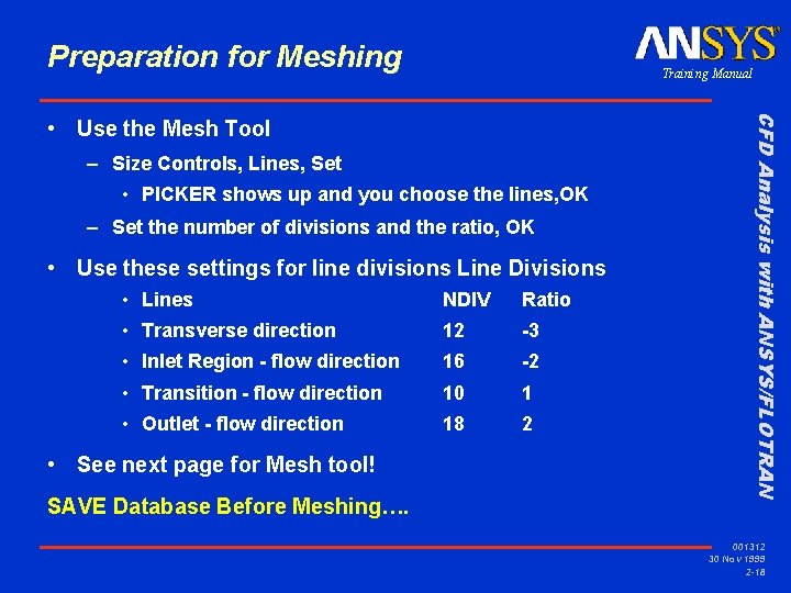 Preparation for Meshing Training Manual – Size Controls, Lines, Set • PICKER shows up