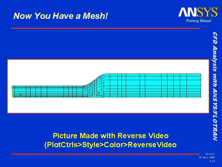 Now You Have a Mesh! CFD Analysis with ANSYS/FLOTRAN Picture Made with Reverse Video
