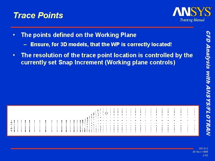 Trace Points Training Manual – Ensure, for 3 D models, that the WP is