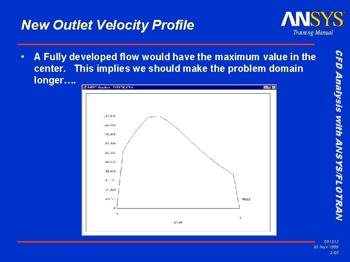 New Outlet Velocity Profile Training Manual CFD Analysis with ANSYS/FLOTRAN • A Fully developed