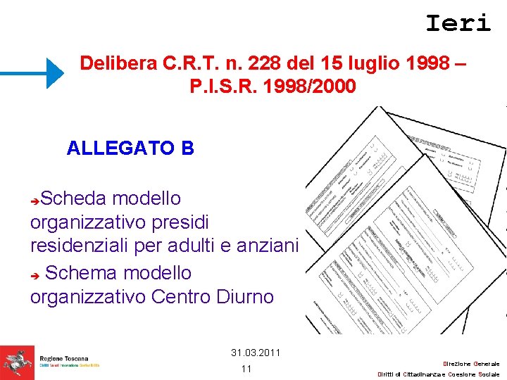 Ieri Delibera C. R. T. n. 228 del 15 luglio 1998 – P. I.