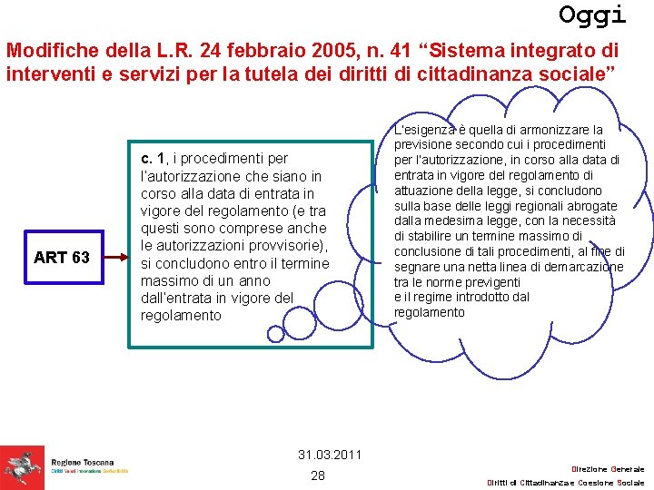 Oggi Modifiche della L. R. 24 febbraio 2005, n. 41 “Sistema integrato di interventi