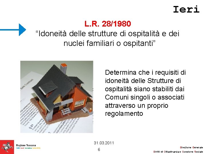 Ieri L. R. 28/1980 “Idoneità delle strutture di ospitalità e dei nuclei familiari o