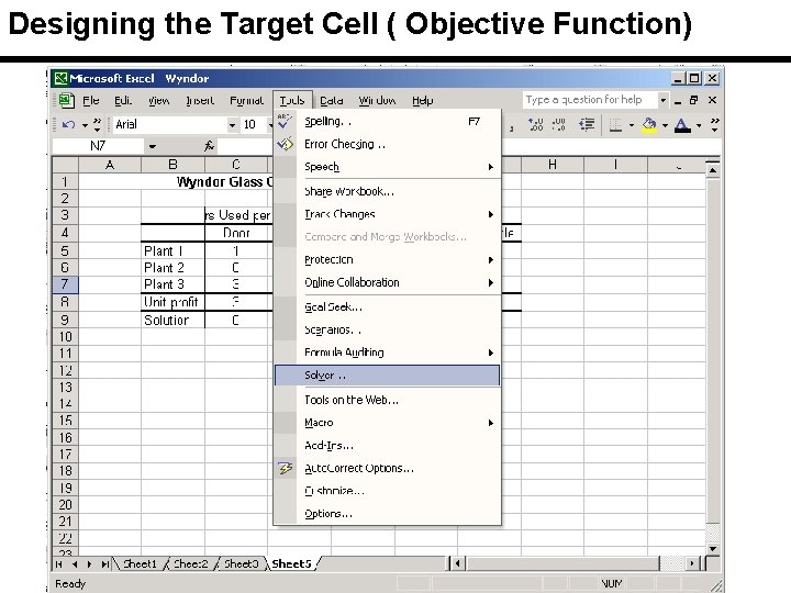 Designing the Target Cell ( Objective Function) 